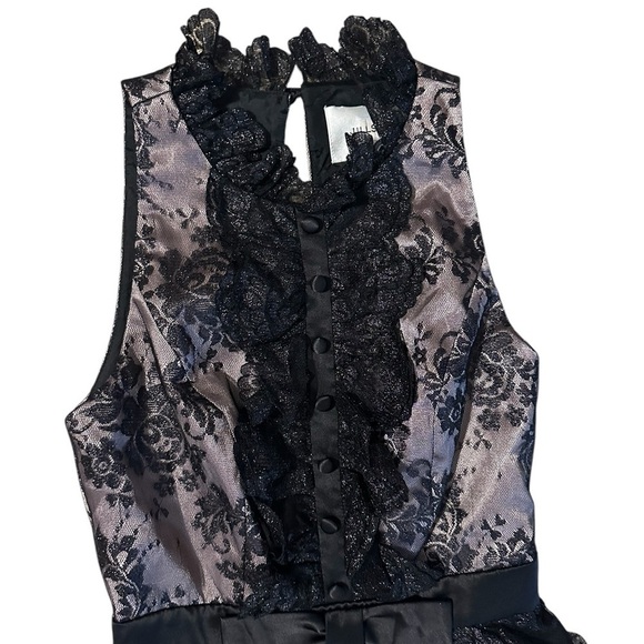 Jill Stuart Ruffled Lace SleeveLess WhimsiGoth Cocktail Dance Mini Dress Size 2 - Picture 4 of 13